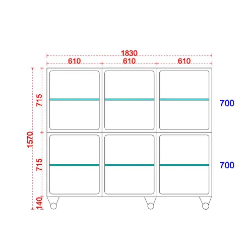 Klatka stalowa 6-komorowa na kołach TTCC-16 Klatka stalowa dla kotów TTCC-16-1.png
