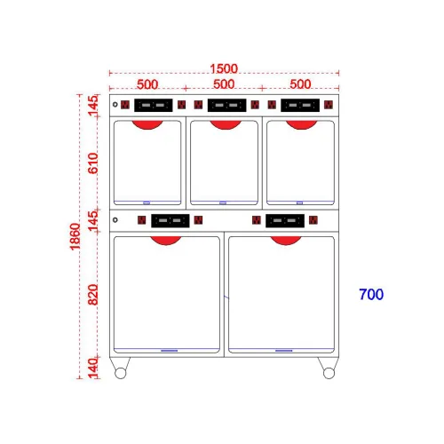 Klatka z grzaniem Infrared ze stali 5 wnęk TTDC-09IT.png
