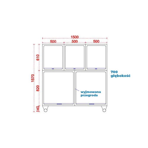 Klatka ze stali nierdzewnej 5 wnęk 150x70x157 cm TTDC-09.png