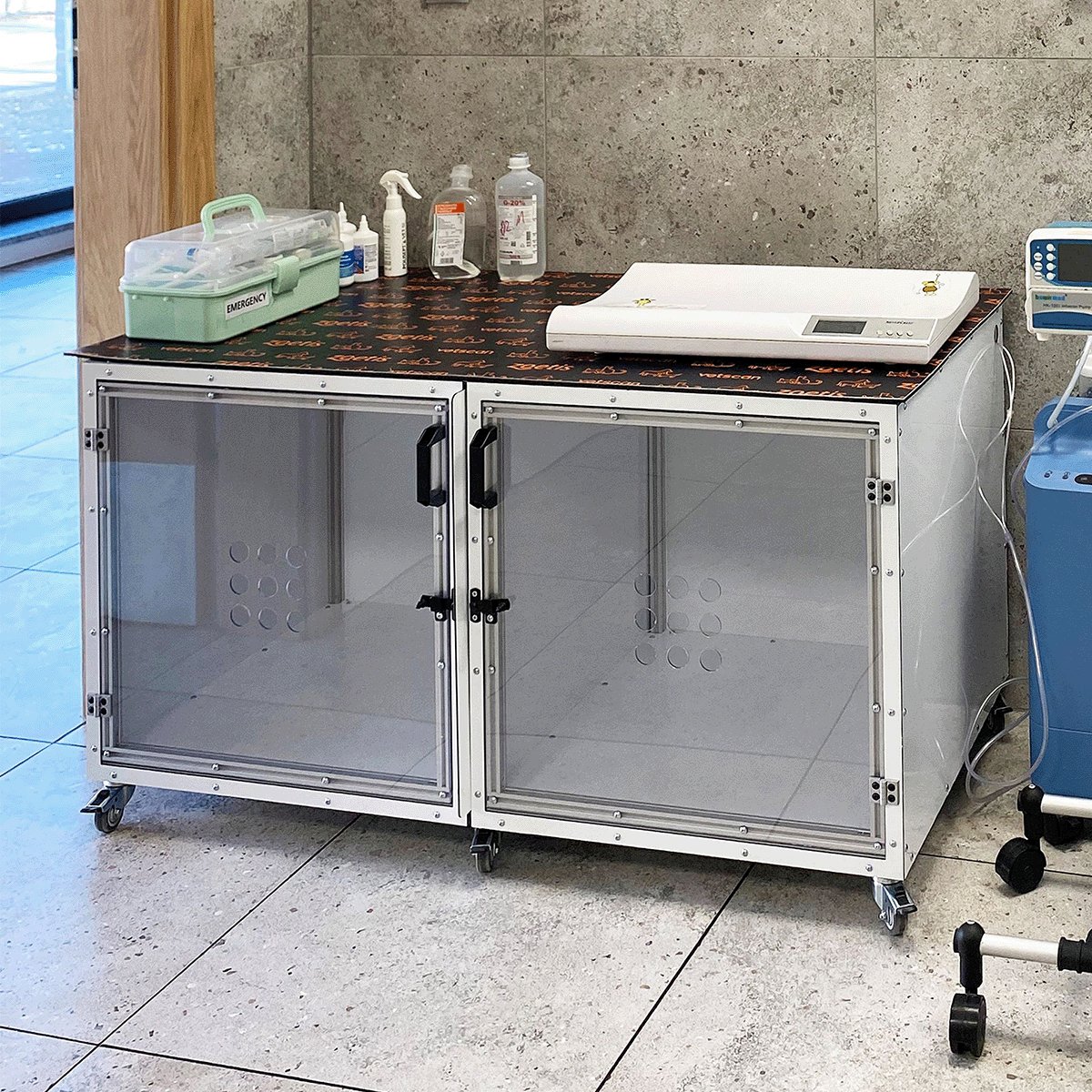 Podwójna klatka z ruchomą przegrodą 60x120x60 cm